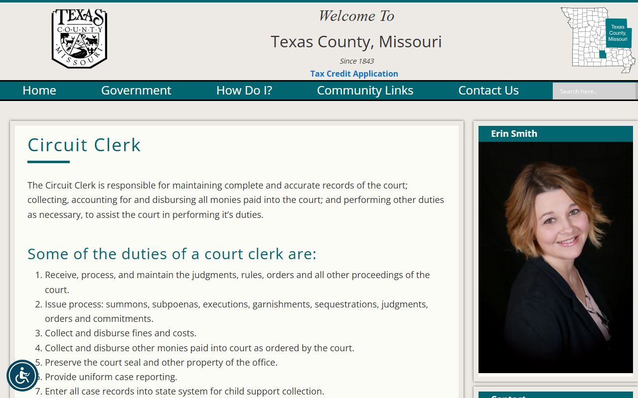 Texas County court records after jail arrest circuit clerk page