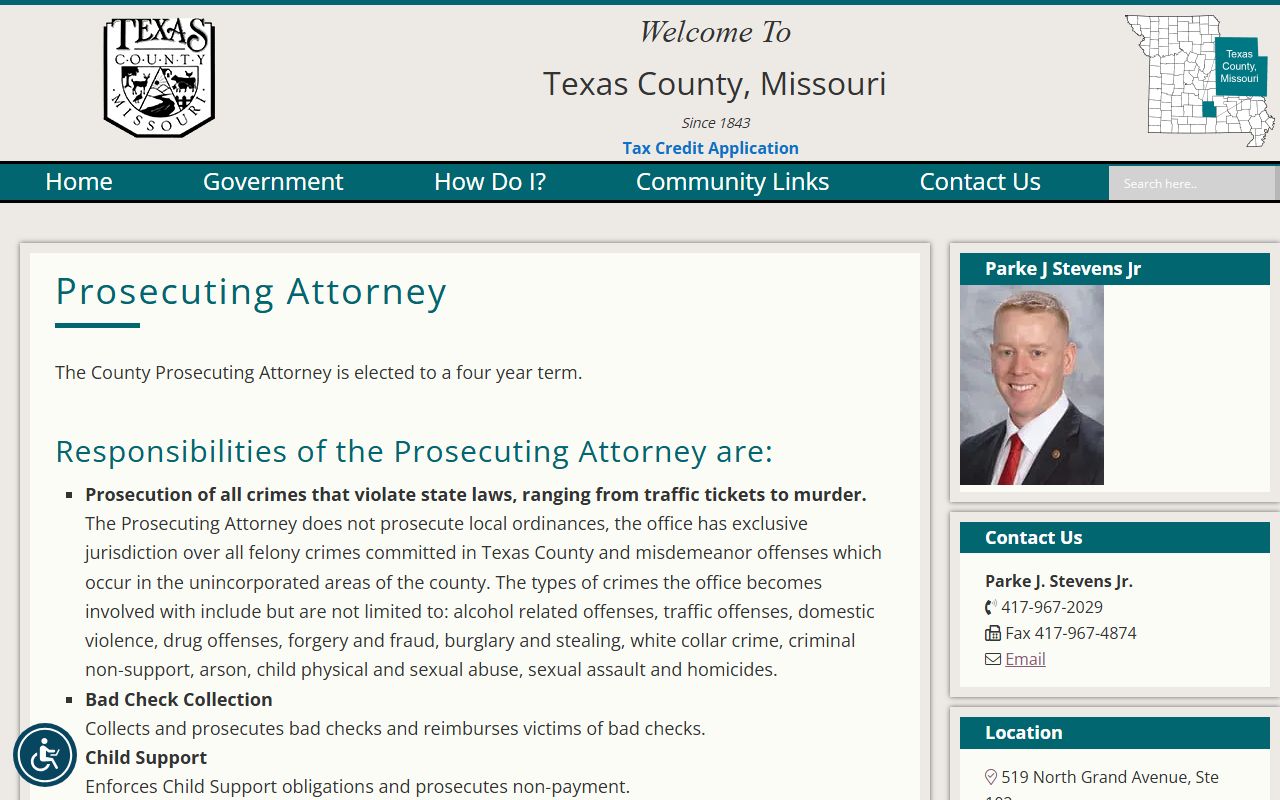 Texas County court records after arrest prosecuting attorney duties